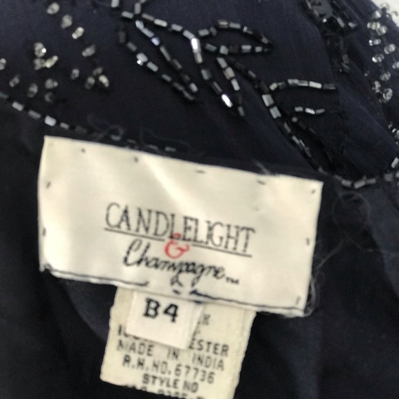 CANDLELIGHT & Champagne Beaded  Dark Blue Elegant Designed  100% Silk - Picture 12 of 17